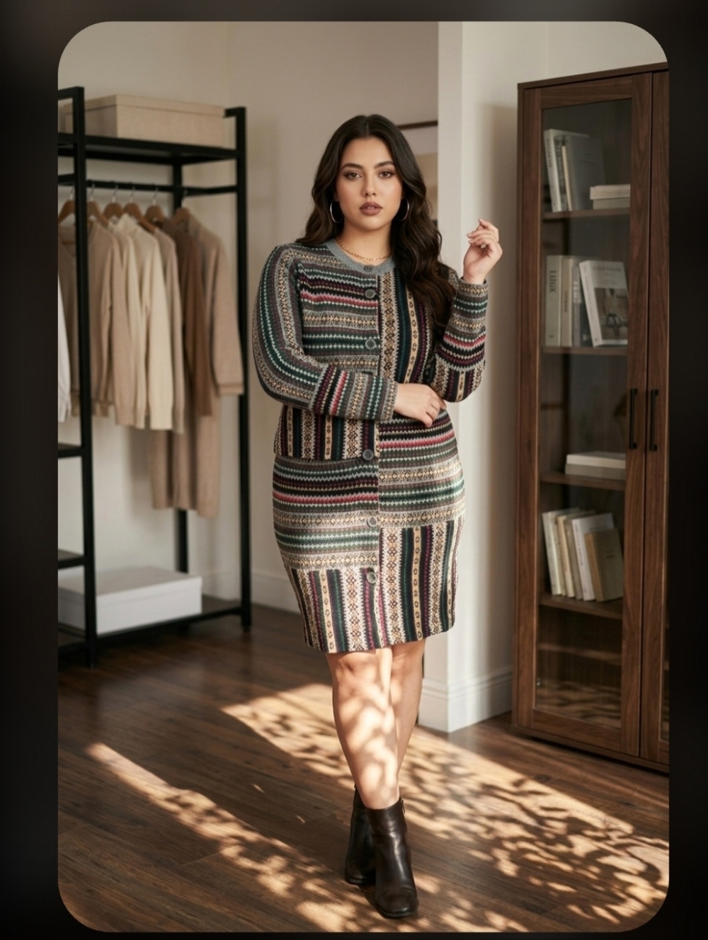 Coldwater Creek Multi Colored Knit Cardigan Dress